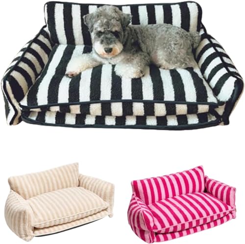 Hundebett cord Trendiges, gestreiftes doppellagiges Hunde- und Katzenschlafsofa aus künstlicher Lammwolle, atmungsaktives, beruhigendes Bett, langlebige Haustierkuschel, for Reinigen abnehmbar, mit ru Hundebett cord Trendiges, gestreiftes doppellagiges Hunde- und Katzenschlafsofa aus künstlicher Lammwolle, atmungsaktives, beruhigendes Bett, langlebige Haustierkuschel, for Reinigen abnehmbar, mit ru von FOUNCY