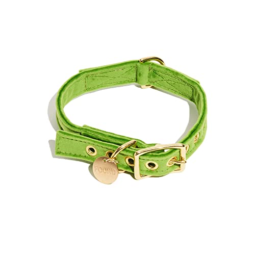 Found My Animal - The Original Lime Velvet Cat & Dog Collar (Extra Large) - Adjustable Solid Brass Pin Buckle - Heavy Duty Dog Training Collar - Handcrafted Velvet Pet Collar - Made in USA von Found My Animal