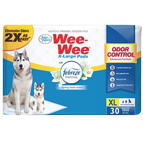 Four Paws Wee-Wee Geruchskontrolle, extra groß, für Hunde mit Febreze-Frische, 30 Stück, Größe XL, 71,1 x 86,4 cm von Four Paws