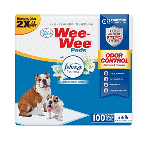 Four Paws Wee-Wee Geruchskontrolle mit Febreze Frischepads Febreze Frische, 100 Stück von Four Paws