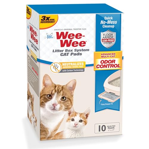 Four Paws Wee-Wee Katzentoiletten-System, Nachfüllpackungen, fortschrittliche Geruchskontrolle für mehrere Katzen mit Kohle-Technologie, Katzentoiletten-Pads für einfache Reinigung, 27,9 x 43,2 cm von Four Paws