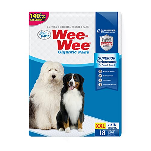 Four Paws Wee-Wee Superior Performance Gigantic Pee Pads for Dogs - Dog & Puppy Pads for Potty Training - Dog Housebreaking & Puppy Supplies - 27.5" x 44" (18 Count),White von Four Paws