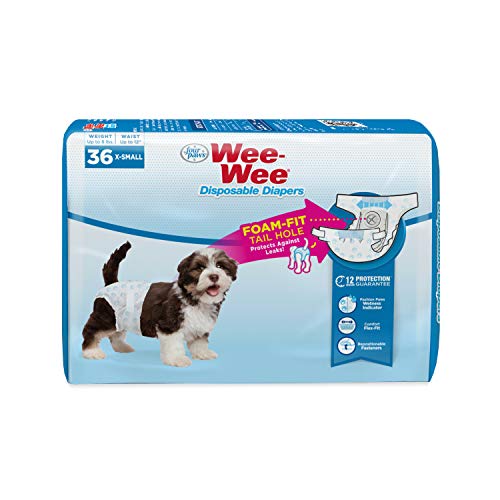 Four Paws Wee-Wee Super saugfähige Einweg-Windeln, verstellbar, auslaufsicherer Schutz für Welpen und kleine Hunde, Größe XS, 36 Stück Four Paws Wee-Wee Super saugfähige Einweg-Windeln, verstellbar, auslaufsicherer Schutz für Welpen und kleine Hunde, Größe XS, 36 Stück von Four Paws