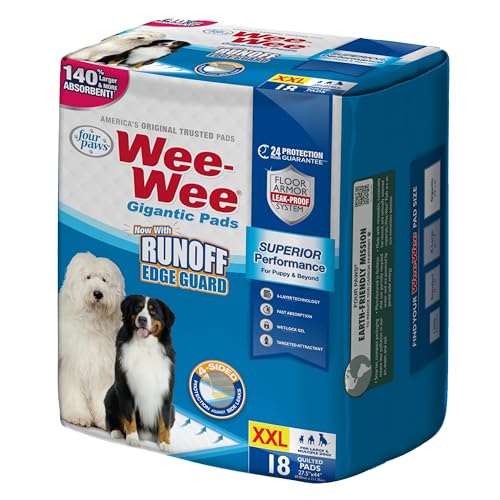 Four Paws Wee-Wee Superior Performance Gigantic Pee Pads for Dogs - Dog & Puppy Pads for Potty Training - Dog Housebreaking & Puppy Supplies - 27.5" x 44" (18 Count),White von Four Paws