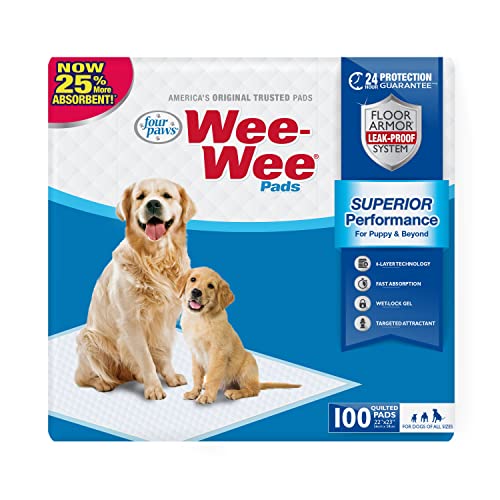 Four Paws Wee-Wee Superior Performance Trainingsunterlagen für Welpen und Hunde, 100 Stück, 56 x 58 cm von Four Paws