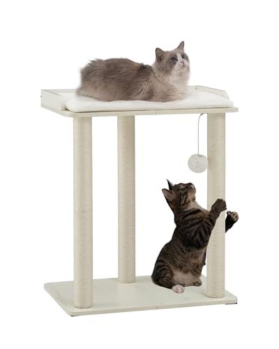 FourFurPets 67,8 cm großer Kratzbaum Tower Condo, Katzenkratzbäume für Indoor-Katzen, großer Teller, drei 59,9 cm große Kratzbäume aus Vollsisal, Weiß FourFurPets 67,8 cm großer Kratzbaum Tower Condo, Katzenkratzbäume für Indoor-Katzen, großer Teller, drei 59,9 cm große Kratzbäume aus Vollsisal, Weiß von FourFurPets