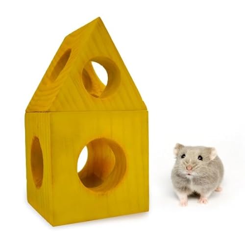 FourHP Zwerghamster Spielzeug – Naturholz Kleintier Versteck Lustiger Käse Ratten Tunnel von FourHP