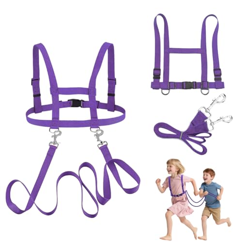 2 Stück Pferdeleine zum Spielen für Kinder, Pferdegeschirr für Kinder, Verstellbares Pferdegeschirr, Kinder Pferdegeschirr mit Extra Langer Leine, Pferdegeschirr für Kinder/Pferdespielzeug (Lila) von Fouvin