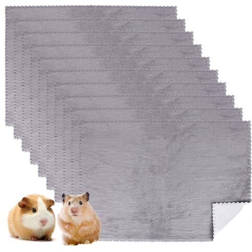 Fouvin 10 Stück wasserdichte Meerschweinchen Decken Weiche Haustier Decken Waschbare Haustier PIPI Unterlage Kleintier Schlafmatte Saugfähige für Kleintier Hamster Welpe Katze, Grau 35x75cm von Fouvin