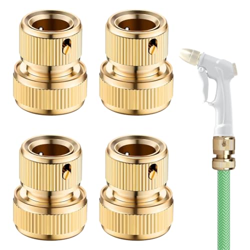 Fouvin Messing Schlauchanschluss, 4 Stück Messing Schlauchverbinder 19 mm (3/4 Zoll), Garten Schlauch Hahn Anschluss, Wasserhahn Adapter, Gartenschlauch Anschluss, für Rohr Verbinden Gartengeräte von Fouvin