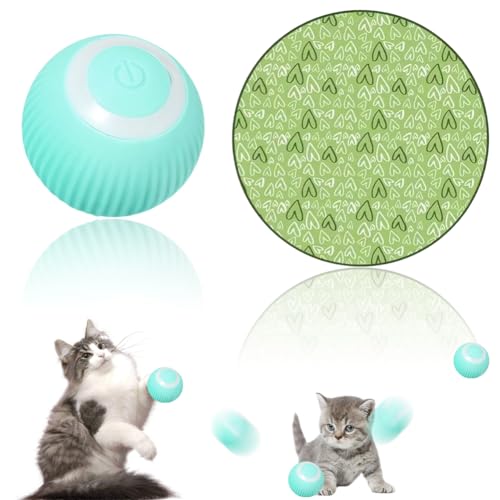 Katzenspielzeug Elektrisch mit LED Licht Katzenspielzeug Selbstbeschäftigung 360-Grad-Ball Interaktives Katzenspielzeug Selbstdrehender, Intelligentes USB Wiederaufladbarer Katzenspielzeug Ball von Fouvin