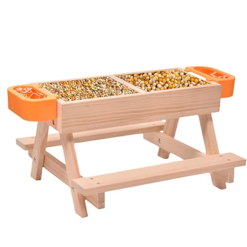 Foway Hühnerfutterautomat Ohne Verschwendung,Futter- & Tränke Set Für Hühner | Tränke Set Mit Holzgestell Futtersystem Für Hühner Wachteln & Vögel von Foway