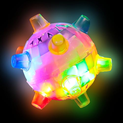 Foway Interaktiver Springender Hundeball,LED-Jumping-Aktivierungsball - LED-Sprung-Aktivierungsball mit Licht und Musik | Leuchtendes Puzzle-Haustierball-Anreicherungsspielzeug für drinnen und von Foway