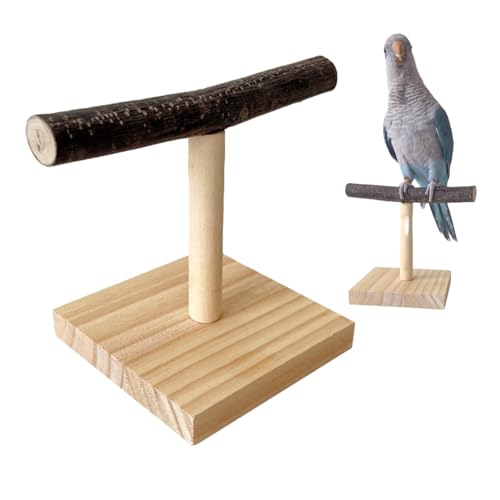 Foway Papageien-T-Ständer, Papageien-T-Ständer - Nymphensittichbarsch aus | Vogelkäfigständer aus, Tisch-Papageienstangenständer, Sitzstangenplattform für Vogelkäfig, Pfotenschleifen von von Foway