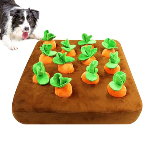 Foway Plüsch-Karottenmatten, Schnüffelmatte für Hunde | Rutschfestes Hundespielzeug mit Karotten,Sniff Nosework Mat Slow Feeder Interaktives Hunde-Puzzlespielzeug für das Training fördert die von Foway
