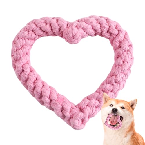 Foway Seilspielzeug für Hunde, Hundeseil-Kauspielzeug - Kauspielzeug für Hunde | Valentine Hundeseilspielzeug, herzförmiges Haustier-Kauspielzeug für kleine mittelgroße Hunde, Zahnen und Reinigen von Foway