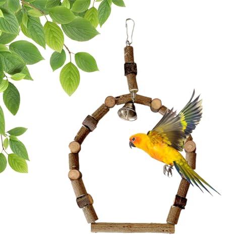 Foway Vogelschaukelspielzeug, Vogelkäfigspielzeug aus | Robuster Käfigstab aus zum Kauen,Natürliches Papageien-Kletterspielzeug für mittelgroße Papageien, Sittiche, Nymphensittiche, von Foway