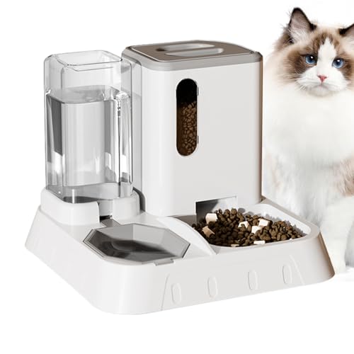 Futterautomaten für Katzen,Automatischer Futterautomat für Katzen | Transparenter automatischer Wasserspender für Lebensmittel | Abnehmbares Futterzubehör für Haustiere mit großem Foway von Foway