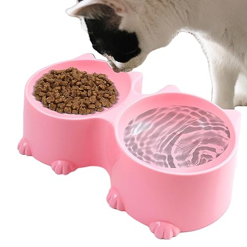 Doppelte Hunde- und Katzennäpfe,Cat Design Hohe Futternäpfe für Katzen, erhöht - Schützender Futternapf für Katzen, erhöhte Welpennäpfe für kleine Hunde, Tierfutter- und Wassernäpfe Fowybe von Fowybe