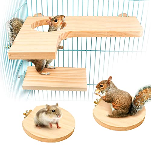 Fowybe 4-teiliges Hamster-Holzplattform-Set - L-förmiges Pedal-Holz-Haustier-Spielzeug | L-förmige Standstange mit rundem Loch von Fowybe