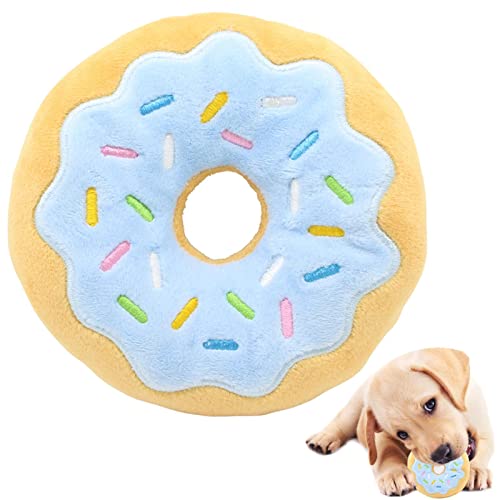 Fowybe Donut Quietschendes Kauspielzeug für Hunde - Quietschendes Hundespielzeug aus Plüsch für Haustiere,Quietschende Spielzeuge in Donut-Form für Hundewelpen, quietschendes Spielzeug zum Kauen von Fowybe