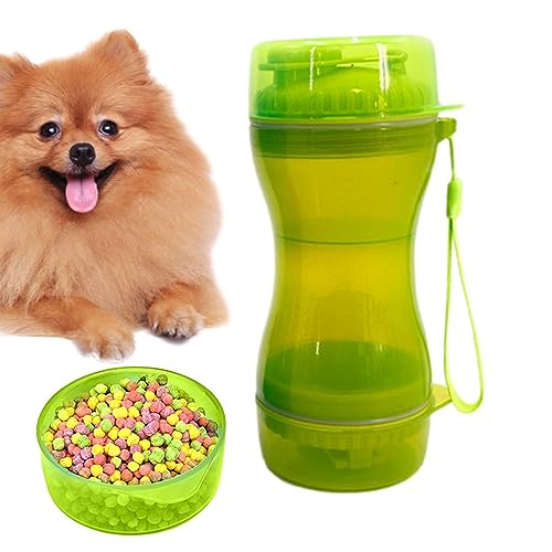 Fowybe Haustier-Wasserflasche,Auslaufsicherer tragbarer Welpenspender | Hundewasserbecher mit Trinkfutter und Futterbehälter für Haustiere, Welpen, Katzen, Hunde von Fowybe