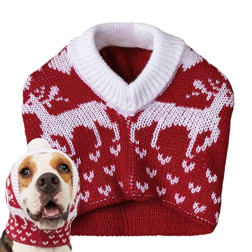 Fowybe Haustier-Weihnachtsmützen | Hunde-Wintermütze für kleine Hunde,Elastische mittlere handgemachte Schneeflocke Elch und Liebe Stricken Haustier Hut Hund Wintermütze mit Fellknäuel von Fowybe