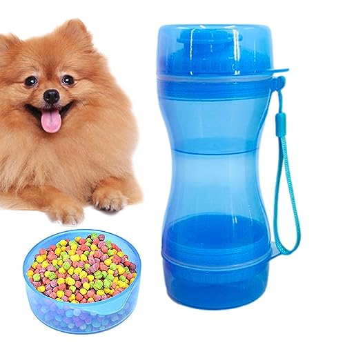 Fowybe Hunde-Reisewasserflasche | Tragbare Haustier-Wasserflasche mit Futterbehälter 2 in 1 - Hundewasserflasche und auslaufsicherer tragbarer Welpenspender für Wandern, Outdoor, Spazierengehen von Fowybe
