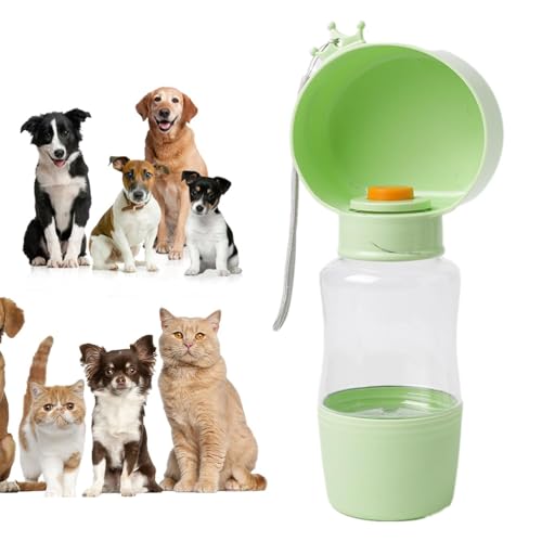 Fowybe Hundewasserflasche,400 ml Outdoor-Wasserflasche und Futterbehälter für Hunde | Outdoor-Futterspender für Reisen, Spaziergänge, Picknicken, Camping, Wandern von Fowybe