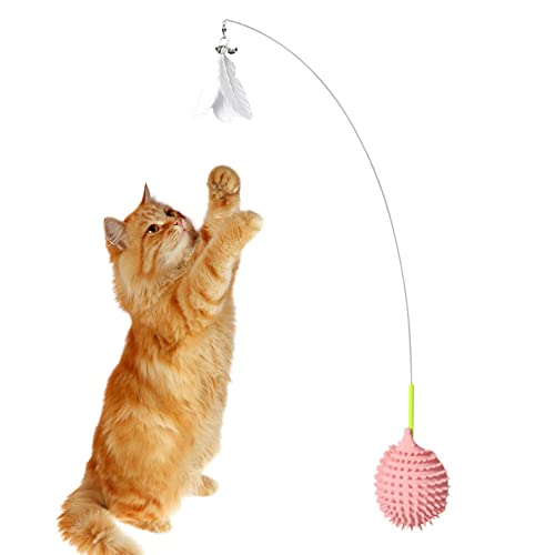 Fowybe Katze Zauberstab Spielzeug,Tragbarer Katzen-Teaser-Zauberstab | Interaktiver Katzenstab für Kätzchen zum Spielen, Jagen, Nd-Übungen, Katzenspielzeug-Zubehör von Fowybe