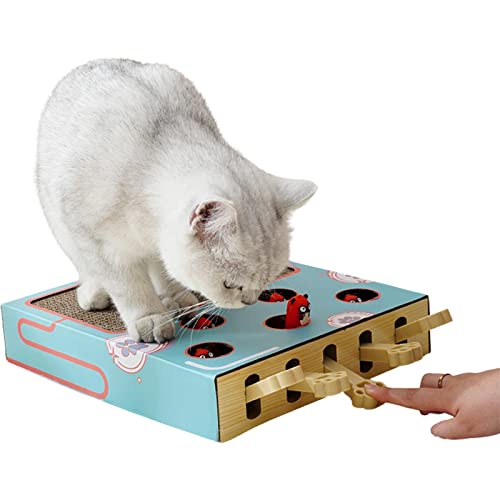 Fowybe Katzenkratzer Karton - Whack-a-Mole Katzenspielzeug mit Kratzbrett | Interaktives 3-in-1-Katzen-Pad-Spielzeug, um Langeweile zu lindern, überschüssige Energie zu verbrauchen und den IQ von Fowybe