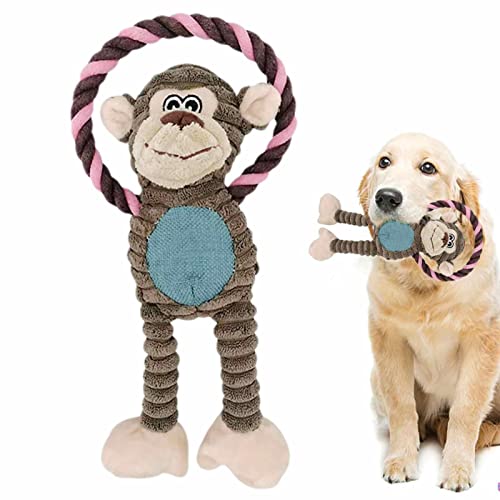 Fowybe Kuscheltier Hund Kauspielzeug - Strapazierfähiges Spielzeug aus Seil | Niedliche quietschende Plüschtiere mit BB-Ohrhörer für Welpen, kleine, mittlere und große Rassen von Fowybe