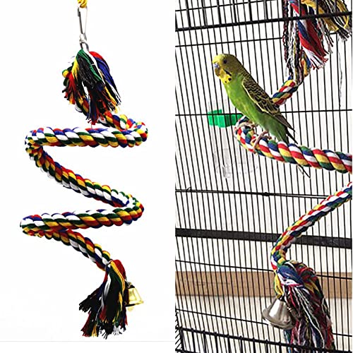 Fowybe Papagei Seilbarsch, Kauspielzeug mit Glocke für Papageien, Spiral-Vogelspielzeug für Graupapageien, Eclectus, Wellensittiche, Sittiche, Nymphensittiche Fowybe Papagei Seilbarsch, Kauspielzeug mit Glocke für Papageien, Spiral-Vogelspielzeug für Graupapageien, Eclectus, Wellensittiche, Sittiche, Nymphensittiche von Fowybe