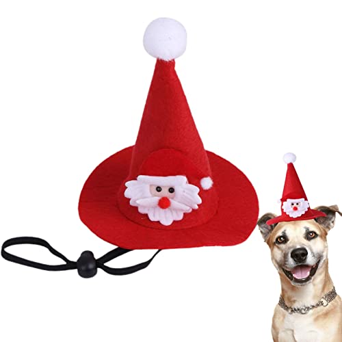 Fowybe Weihnachtsmütze für Hunde, Weiche und strapazierfähige Weihnachtsmütze für Haustiere mit süßem Weihnachtsmuster, Einstellbare Weihnachtsmütze für Haustiere, Weihnachtskostüm für Welpen, Katzen von Fowybe