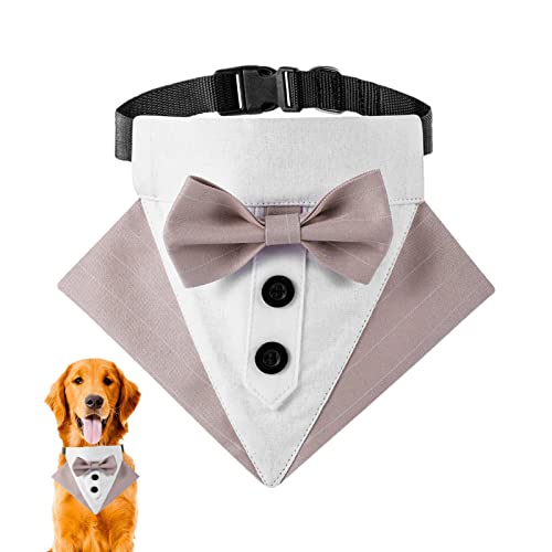 Fowybe Halsband für Hunde,Haustier-Hochzeitsbandana Formaler Smoking - Bandana-Halsband für Hochzeiten, Hundehalsband mit Fliege für kleine, mittelgroße Hundekostüme von Fowybe