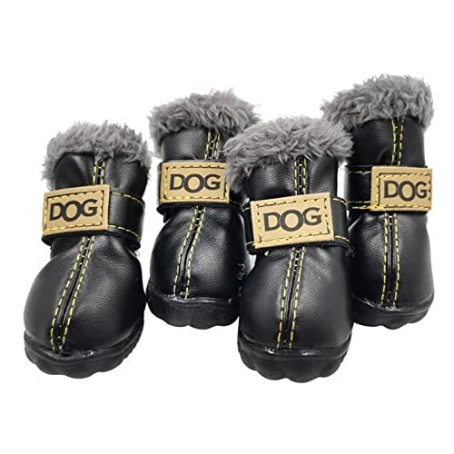 Hundestiefel Wasserdicht,4PCS Hundeschneeschuhe Und Pfotenschützer Für Den Winter Im Freien,Hundestiefel wasserdichte Schuhe Für Hunde Anti-Rutsch-Hundeschuhe Für Kleine Mittelgroße Hunde, von Fowybe