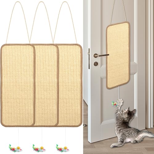 Sisal-Kratzmatte für Türen, Katzen, 20,1 x 49,8 cm, mit Maus-Spielspielzeug, Wand-Bodenhalterung, doppelte Verwendung, Hängekratzer mit Hanfseil zum Schutz von Sofa, Wand, Möbel, Boden und Tür, 3 Sisal-Kratzmatte für Türen, Katzen, 20,1 x 49,8 cm, mit Maus-Spielspielzeug, Wand-Bodenhalterung, doppelte Verwendung, Hängekratzer mit Hanfseil zum Schutz von Sofa, Wand, Möbel, Boden und Tür, 3 von Foxtell