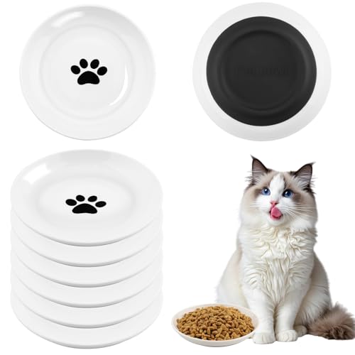 Foydream 6 Stück Futternapf Katze, Katzennapf Keramik Katzenfutter Napf mit Rutschfestem Silikonboden, Fressnapf Katze für Katzen Kätzchen Hunde von Foydream