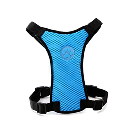 Seil Haustier 4 Farben Atmungsaktive Mesh Hundeleine Kabelbaum mit verstellbaren Riemen Brustgurten Hundegeschirr Haustier Auto Sicherheitssitzgürtel Automobil Haustierleine Mit (Color : Blue, Size von FrEshn