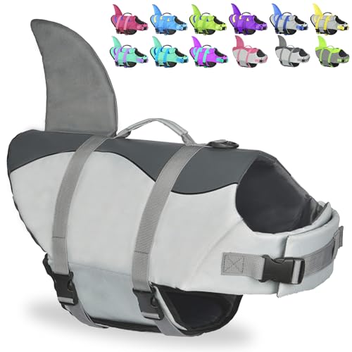 Dog Shark Rettungsweste, Hundeschwimmweste zum Schwimmen, verstellbar, mit Rettungsgriff, Größe XL von Fragralley