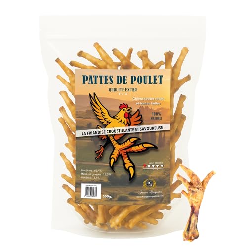Hühnerfüße für Hunde – Leckereien, 500 g von France Croquettes