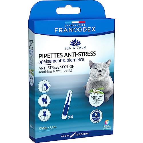 Francodex - 4 Anti-Stress-Pipetten zur Beruhigung und Wohlbefinden für Katzen von Francodex