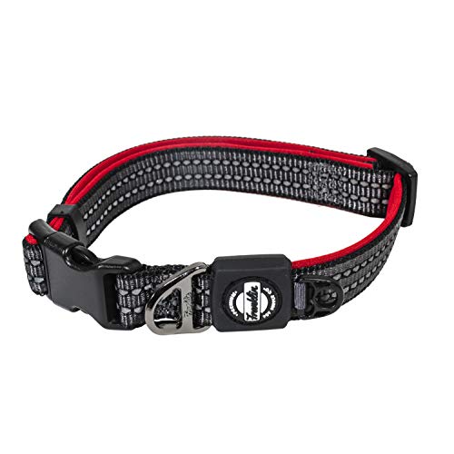 Nylon Hundehalsband - Reflektierend - Franklin Pet Supply Co™ - Comfort Fit - Neopren - Verstellbar - Größe S - Rot von Franklin Sports