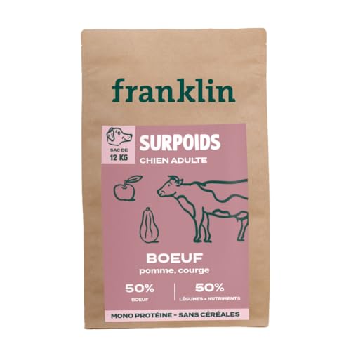 Franklin Sterilisiertes Hundefutter – Waage-Serie – mit 50% Rindfleisch – getreidefreies Trockenfutter – Größe 13 mm – 12 kg von Franklin