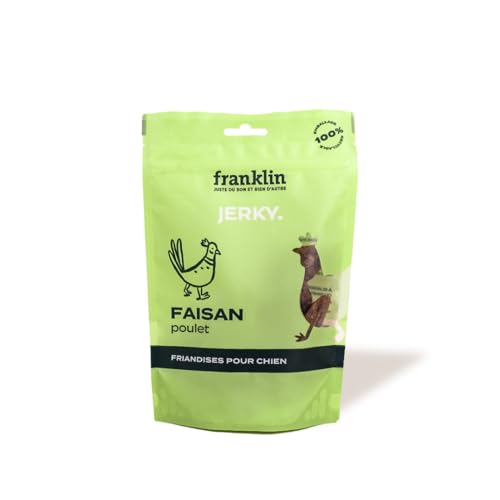 Franklin Hundeleckerli - Jerky - Trockenfleisch zum Kauen - 90% Fasan & Huhn - ohne Getreide - 100g von Franklin