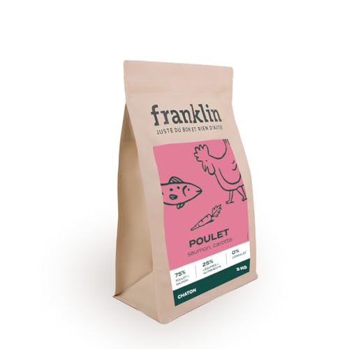 Franklin Kroketten Kätzchen - 3kg - Getreidefrei - Immunabwehr - Wachstum - Huhn, Lachs, Karotte von Franklin