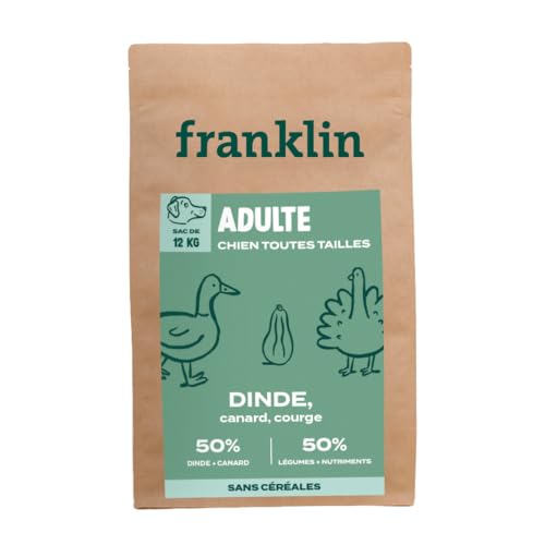 Franklin – Trockenfutter für sterilisierte Hunde – Serie Waage – mit 50% Truthahn und Ente – getreidefrei – Größe 13 mm – 12 kg von Franklin