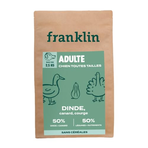 Franklin Trockenfutter für sterilisierte Hunde – Serie Waage – mit 50% Truthahn und Ente – getreidefrei – Größe 13 mm – 2,5 kg von Franklin