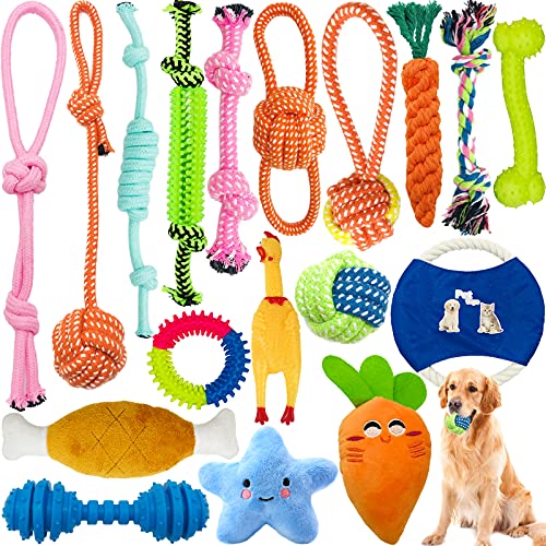 Frasheng 18 Pcs Hundespielzeug Set,Natürlicher Baumwolle,Seil Ball Hunde Kauen Spielzeug Set,Dauerhaft Hundespielzeug,interaktive Hunde Kauspielzeuge für Zahnpflege,für kleine und Mittlere Hunde Frasheng 18 Pcs Hundespielzeug Set,Natürlicher Baumwolle,Seil Ball Hunde Kauen Spielzeug Set,Dauerhaft Hundespielzeug,interaktive Hunde Kauspielzeuge für Zahnpflege,für kleine und Mittlere Hunde von Frasheng