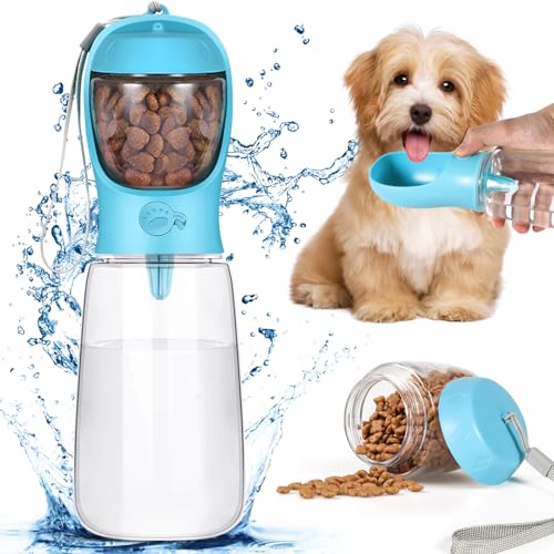 Frasheng 550ml Hundetrinkflasche,inkl. 80g Futterbehälter,Hunde Trinkflasche für unterwegs,Wasserflasche für Hund und Katze,Auslaufsicher,Tragbare Wasserflasche Hund,mit Wasser Rücklaufventil (Blau) Frasheng 550ml Hundetrinkflasche,inkl. 80g Futterbehälter,Hunde Trinkflasche für unterwegs,Wasserflasche für Hund und Katze,Auslaufsicher,Tragbare Wasserflasche Hund,mit Wasser Rücklaufventil (Blau) von Frasheng